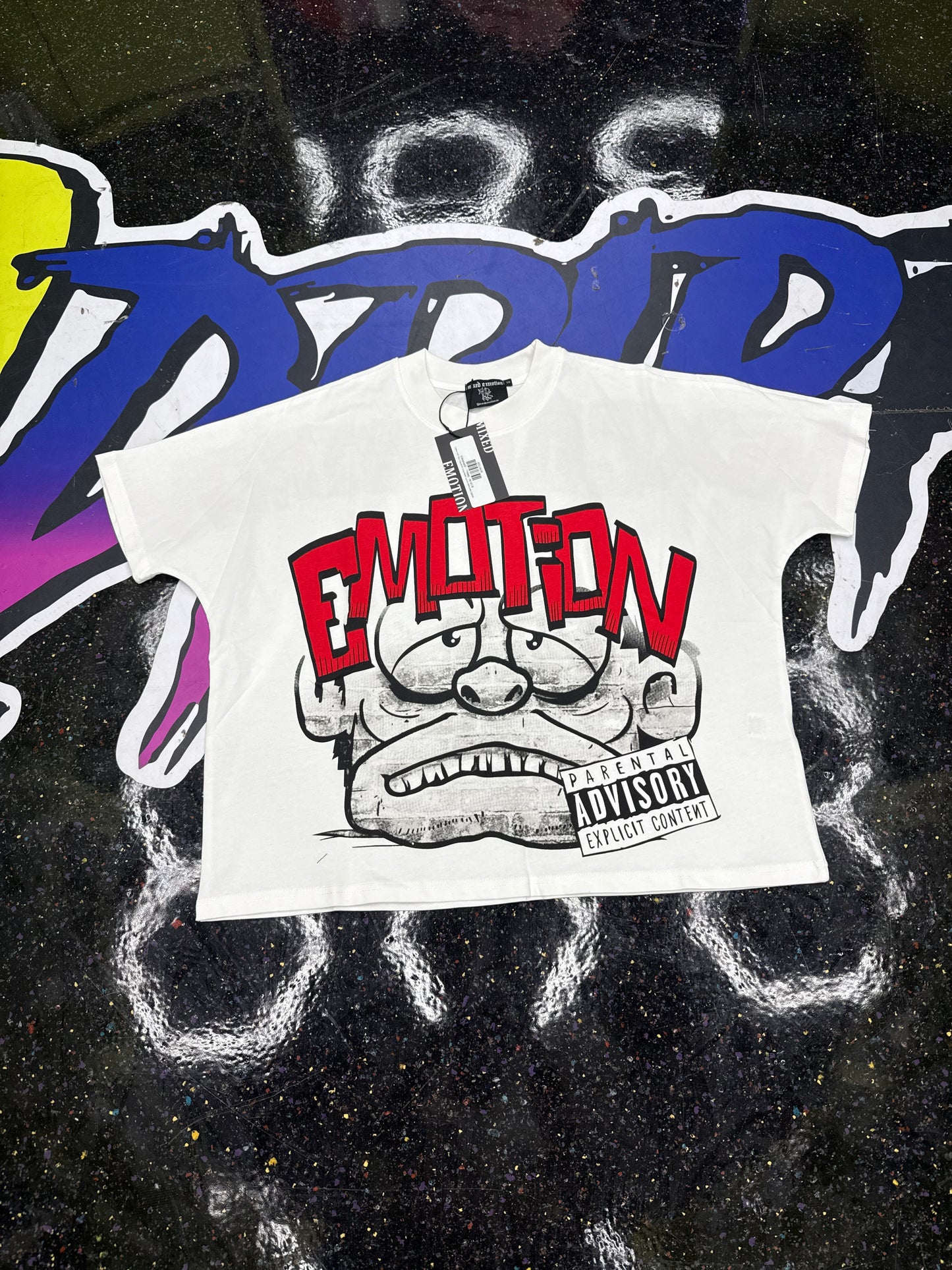 MIXED EMOTIONS WHITE MONSTER CROPPED TEE (ON HAND)