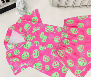 PINK AND GREEN HALLOWEEN PAJAMAS (ON HAND)