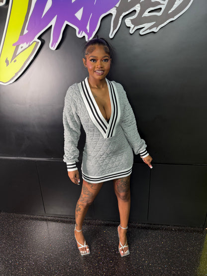 GRAY V CUT SWEATER DRESS (ON HAND)