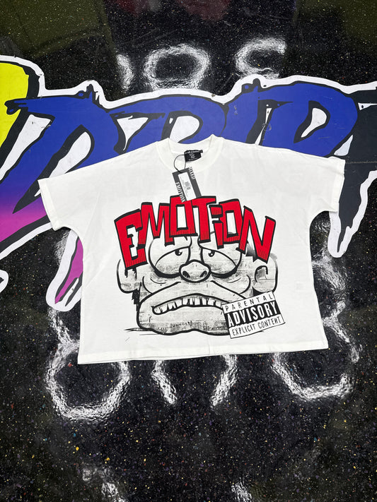 MIXED EMOTIONS WHITE MONSTER CROPPED TEE (ON HAND)