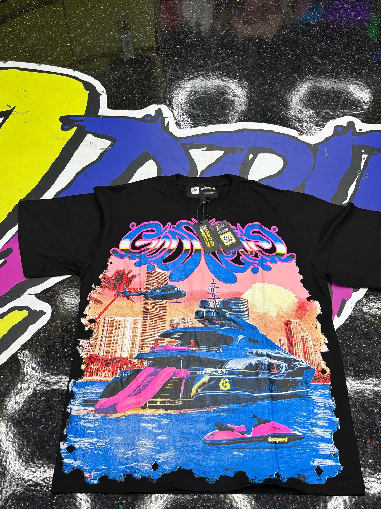 GODSPEED BLACK/PINK T SHIRT (ON HAND)