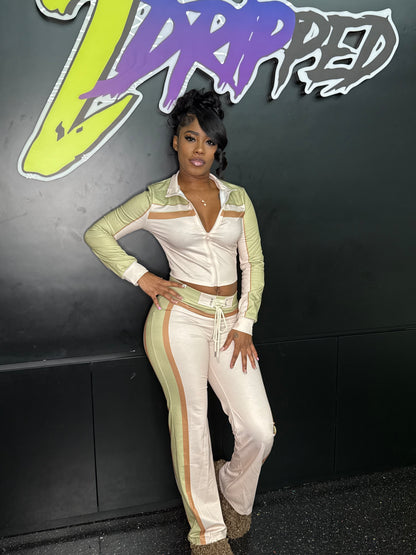 TRI COLOR 2 PC PANT SET (ON HAND)