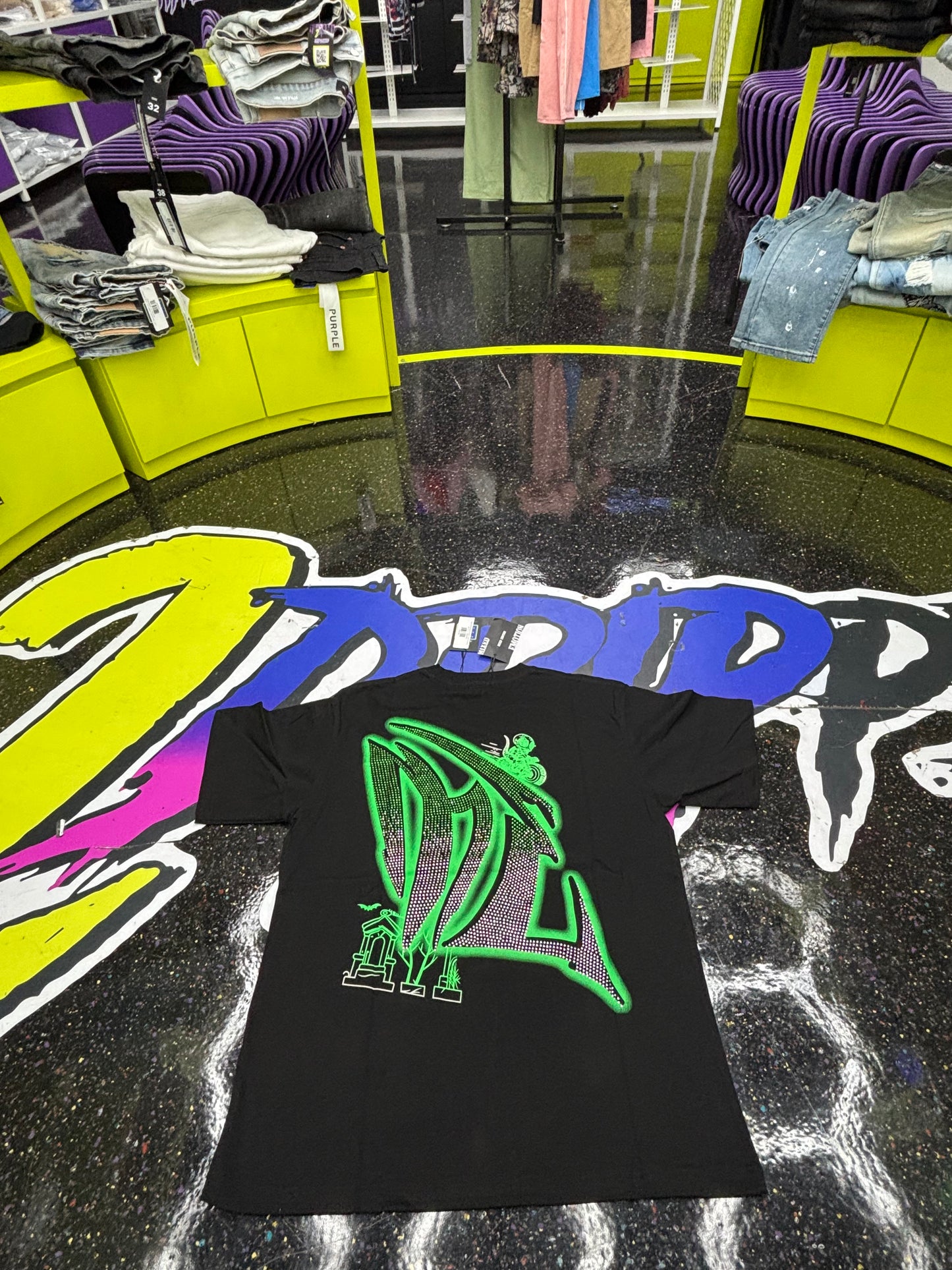 MIXED EMOTION BLACK/GREEN T SHIRT (ON HAND)