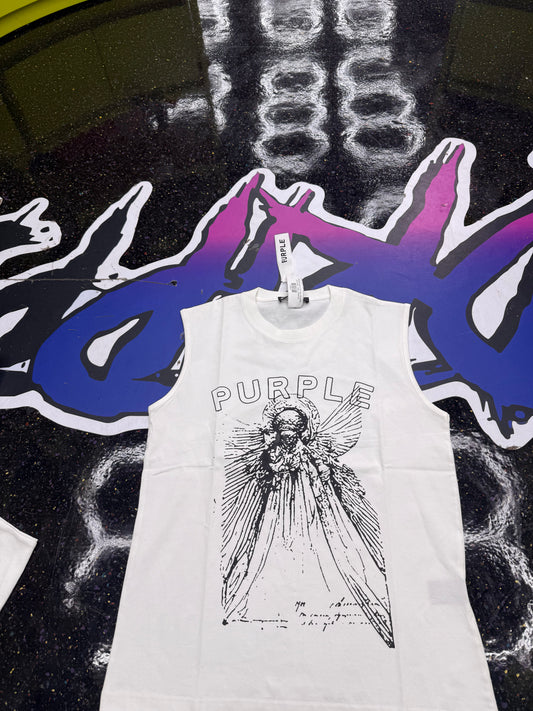 "PRPLE"GRAY SLEEVELESS TEE (ON HAND)