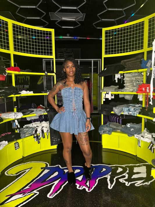 JEAN DENIM CORSET DRESS (ON HAND)