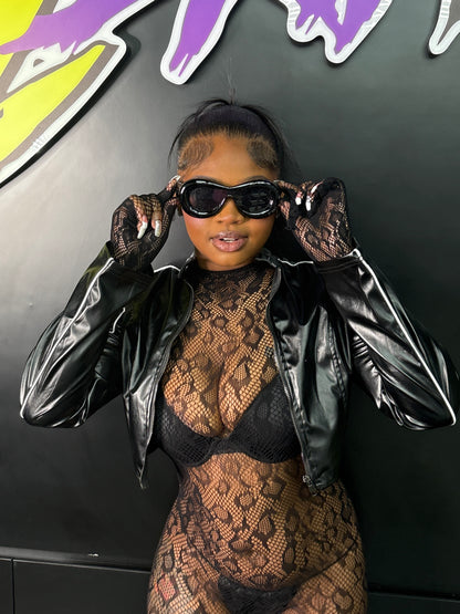 BLACK LEATHER JACKET  (ON HAND)