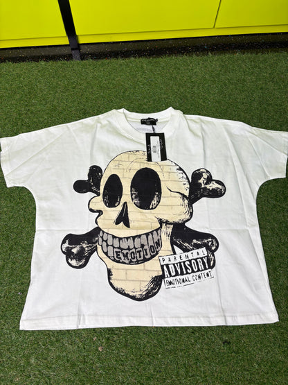MIXED EMOTION KHAKI SKULL T SHIRT (ON HAND)