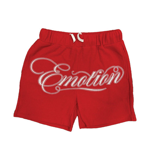 MIXED EMOTIONS RED SIGNATURE SHORTS (ON HAND)