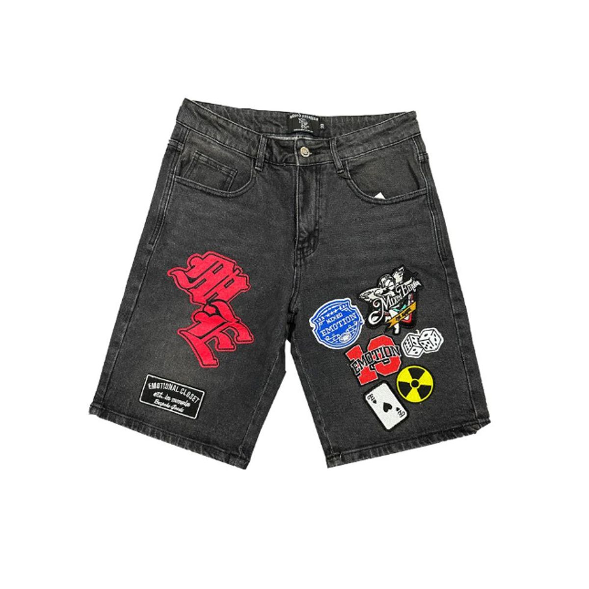 MIXED EMOTIONS 'DANGER' PATCH SHORTS (ON HAND)