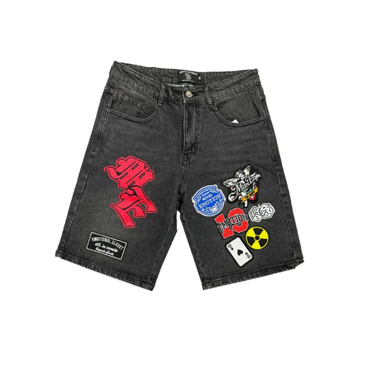 MIXED EMOTIONS 'DANGER' PATCH SHORTS (ON HAND)
